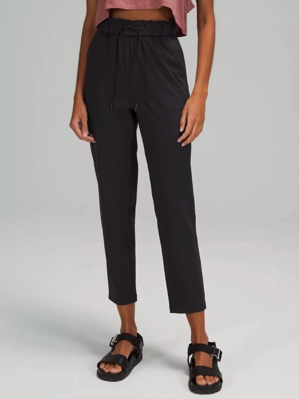 lululemon athletica Black High-Waist Cropped Drawstring Pants